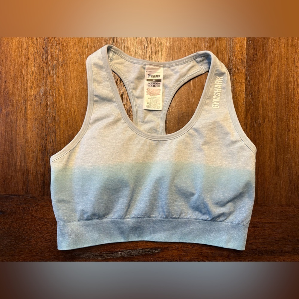 Gymshark Women's Light Blue Sports Bra- size Medium